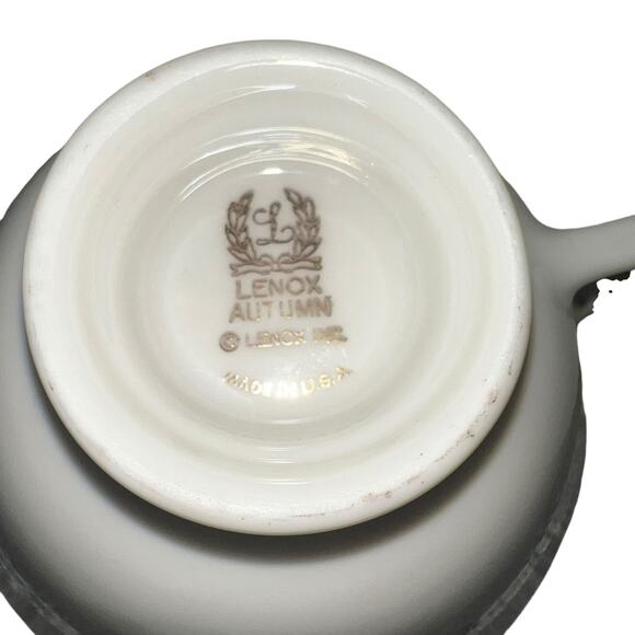 Lenox Autumn collection Blue and Gold fall tea cup and saucer set 4 dinnerware - Picture 8 of 10